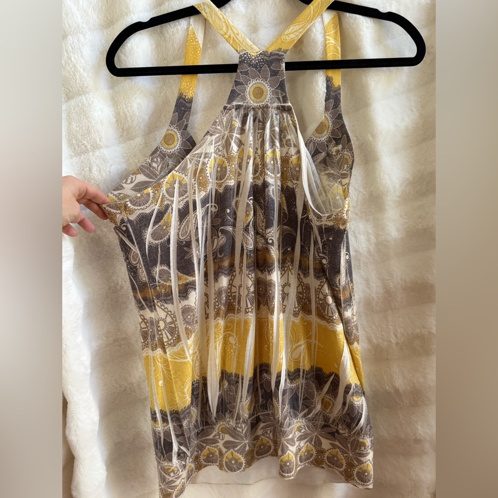Yellow Patterned Blousy Top - image 2